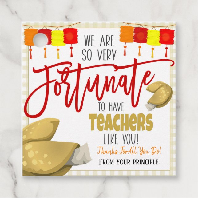 Fortune Cookie Teacher Tack Gift Märkre Gåvor Etiketter (Framsida)