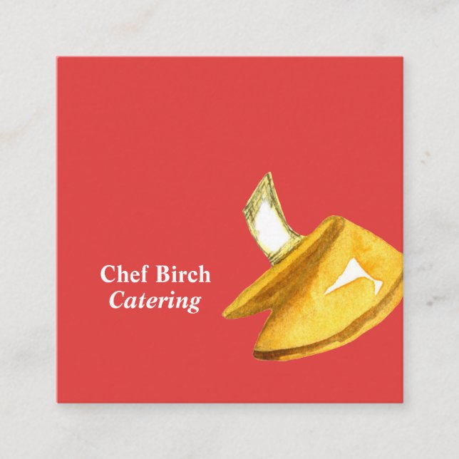 Fortune Cookies Cooking Red Fyrkantigt Visitkort (Framsida)
