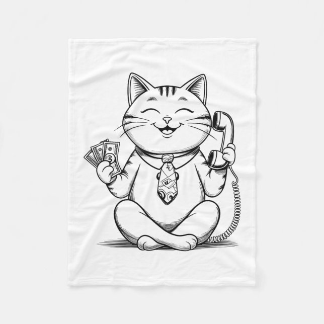 Fortune Kattunge Meme Graphic Kawaii Maneki Neko D Fleecefilt (Framsidan)
