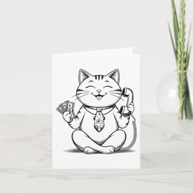 Fortune Kattunge Meme Graphic Kawaii Maneki Neko D Kort (Framsida)