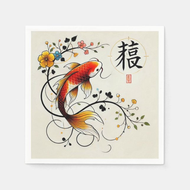Fortune Koi Napkin Pappersservett (Framsidan)