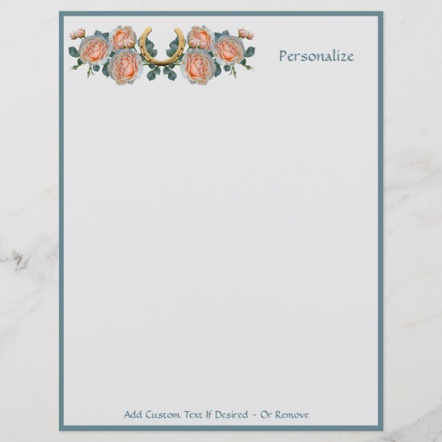 Fortune Lycka till Horseshoe Blommigt Personalize (Framsida)