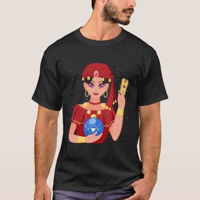 Fortune Teller Card Reader Psychic Crystal-Gazer C T Shirt (Framsida)
