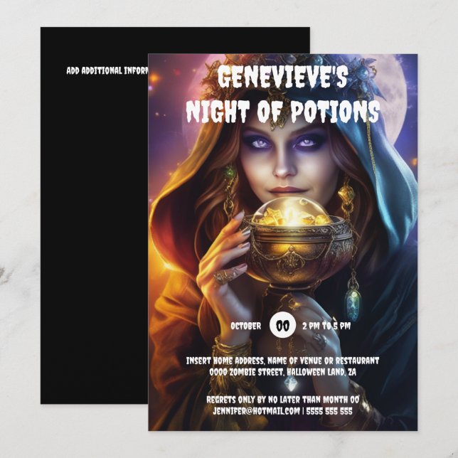 Fortune Teller kristallchistal boll-magiska witchr Inbjudningar (Fram/baksida)