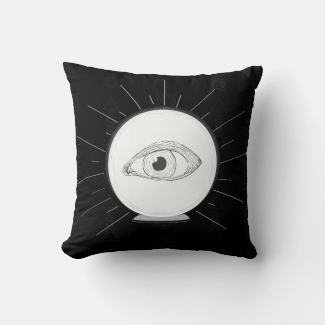 Fortune Teller Öga Seer Esoteric Crystal Boll Kudde (Framsida)