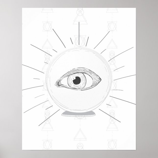 Fortune Teller Öga Seer Esoteric Crystal Boll Poster (Framsidan)