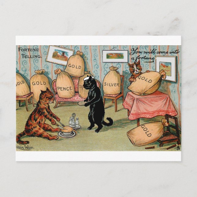 Fortune Telling Money av Louis Wain Vykort (Framsida)