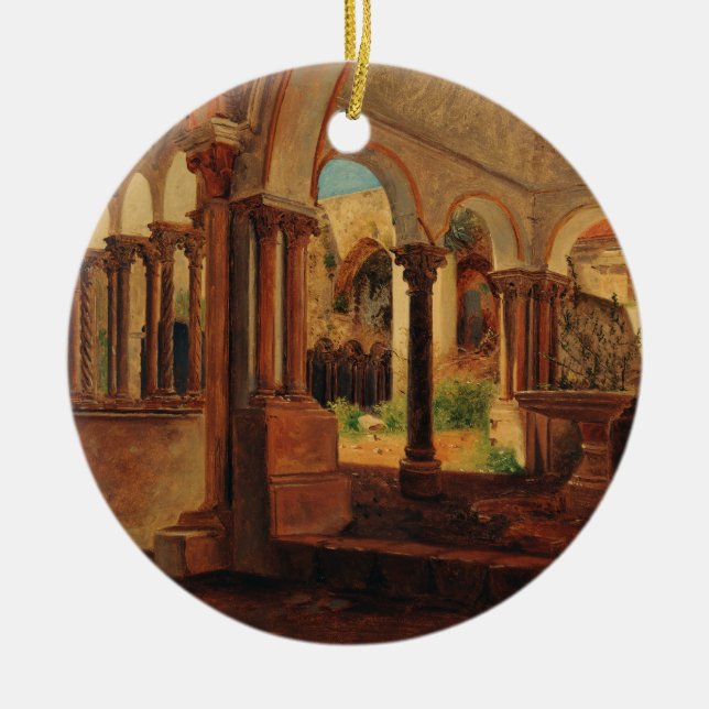 Förtvivlad klostergård julgransprydnad keramik (Framsidan)
