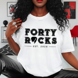 Forty Rocks Gitarrplektrum 40-årsfirande T Shirt