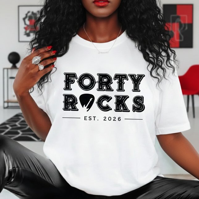 Forty Rocks Guitar Pick 40th Birthday Party T Shirt (Skapare uppladdad)
