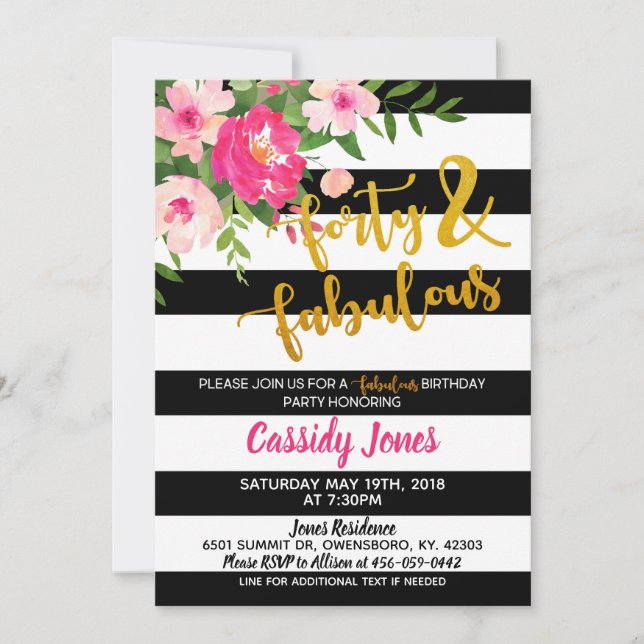 Forty & sagolik födelsedaginbjudan inbjudningar (Framsida)