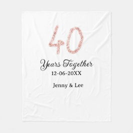 Forty years together black pink glitter bold lette fleecefilt