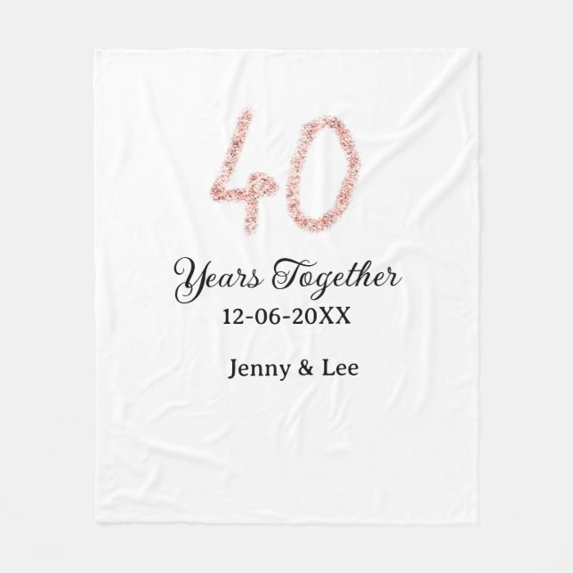 Forty years together black pink glitter bold lette fleecefilt (Framsidan)