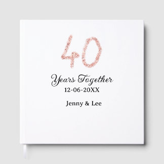 Forty years together black pink glitter bold lette gästböcker