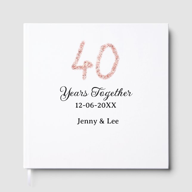 Forty years together black pink glitter bold lette gästböcker (Framsida)