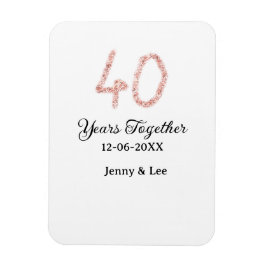 Forty years together black pink glitter bold lette magnet