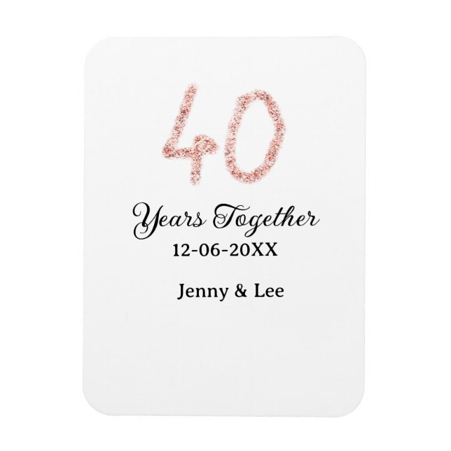 Forty years together black pink glitter bold lette magnet (Vertikal)