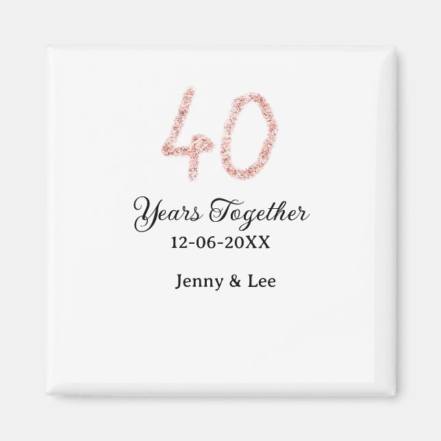 Forty years together black pink glitter bold lette magnet (Framsidan)