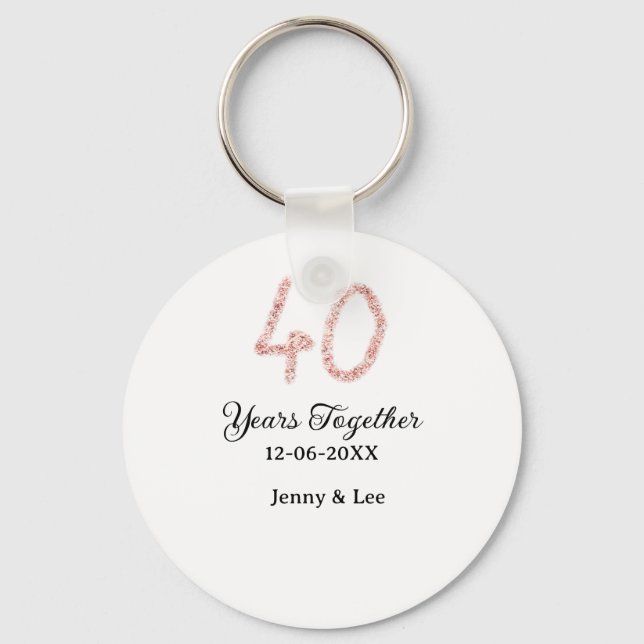 Forty years together black pink glitter bold lette nyckelring (Framsida)
