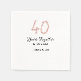 Forty years together black pink glitter bold lette pappersservett