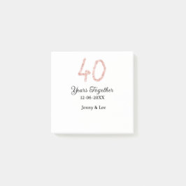 Forty years together black pink glitter bold lette post-it block