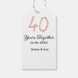 Forty years together black pink glitter bold lette presentetikett