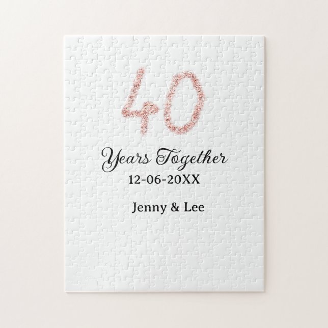Forty years together black pink glitter bold lette pussel (Vertikal)