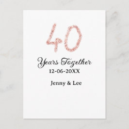 Forty years together black pink glitter bold lette vykort