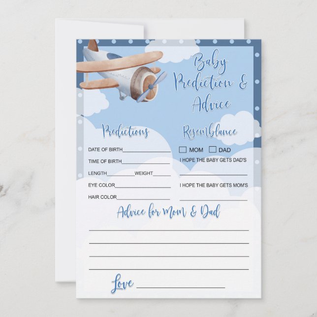 Förutsägelse av och råd till blått flygplan i Baby Inbjudningar (Framsida)