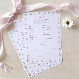 Förutsägelse Råd Bebis Shower Spel Rosa Vildblomma
