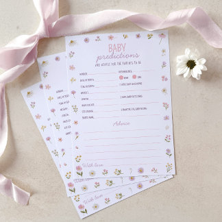 Förutsägelse Råd Bebis Shower Spel Rosa Vildblomma