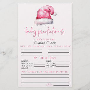 Förutsägelseaktivitet för rosa Santa Baby Shower Brevpapper