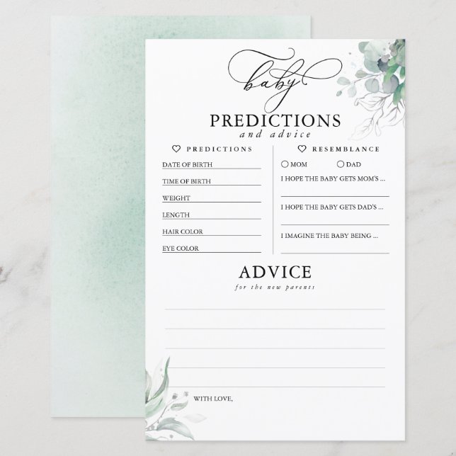 Förutsägelsekort för baby och stödkort för babysko (Fram/baksida)