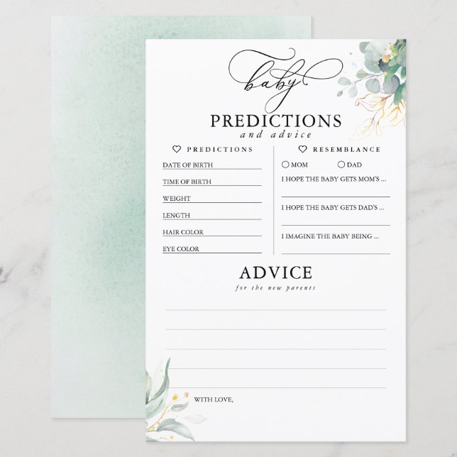 Förutsägelsekort för baby och stödkort för babysko (Fram/baksida)