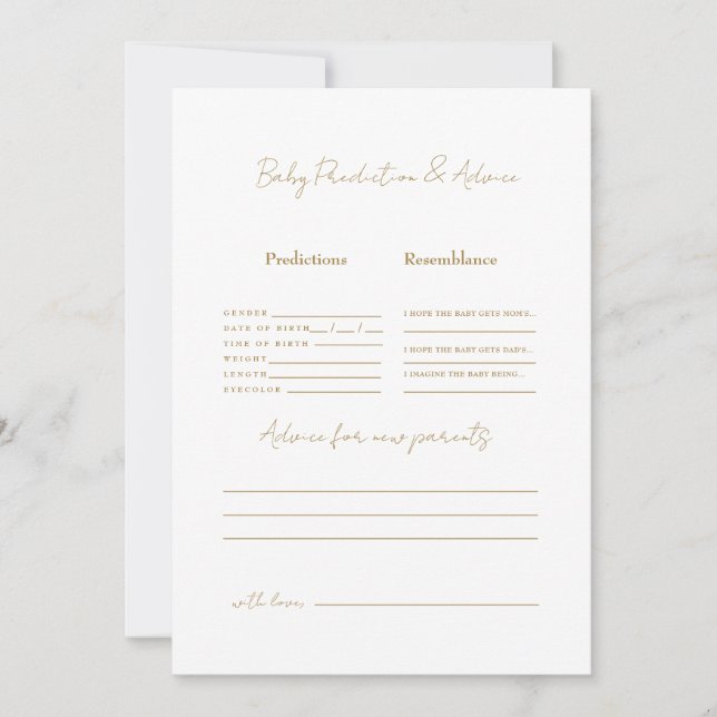 Förutsägelser för textavsnitt Baby i Guld Inbjudningar (Framsida)