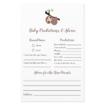 Förutsägelser och råd Cute Sloth Baby Shower-spel