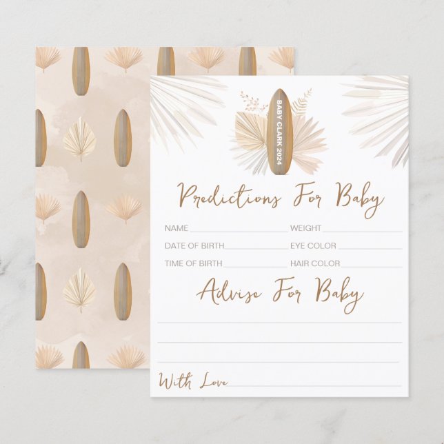 Förutsägelser och rådgivningskort för babyskor (Fram/baksida)