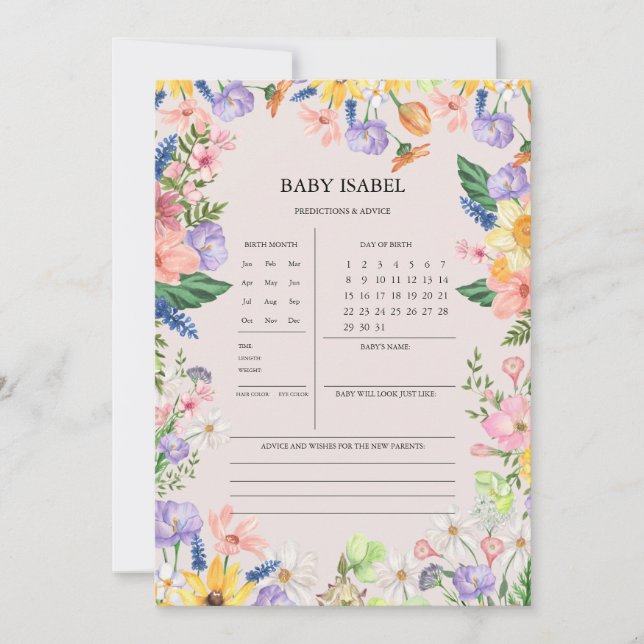 Förutsägelser och rådgivningskort för Wildblomster Inbjudningar (Framsida)