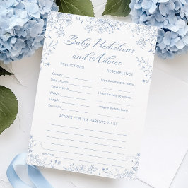 Förutsägelser och spelkort för Blue Baby Shower Inbjudningar