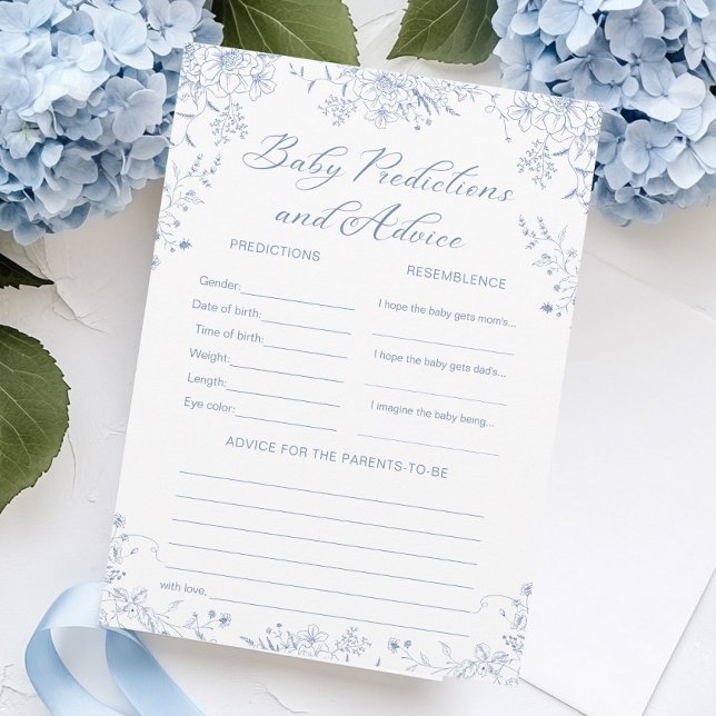 Förutsägelser och spelkort för Blue Baby Shower Inbjudningar (Skapare uppladdad)