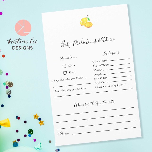 Förutsägelser & Råd Citron Baby Shower-spel (Skapare uppladdad)