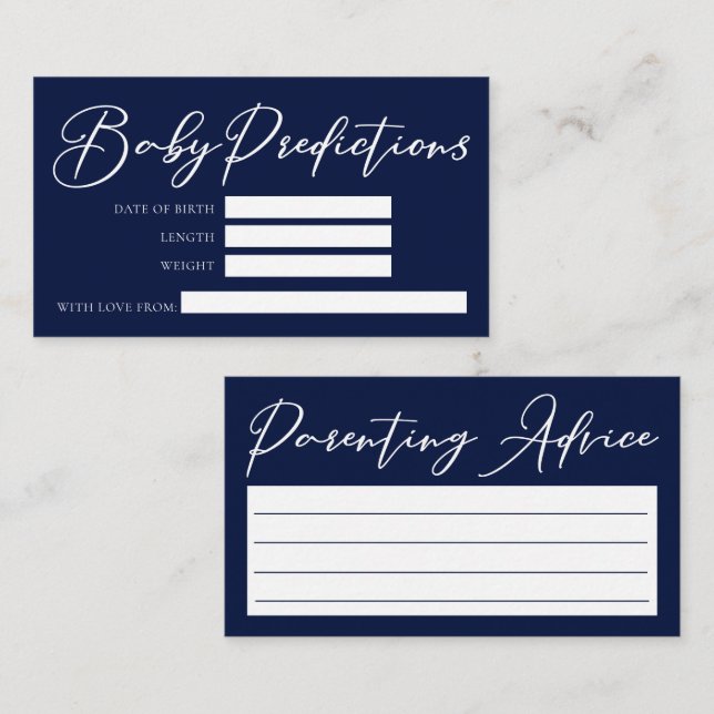 Förutsägelseråd för babyblå babyskor vid midnatt tilläggskort (Fram/baksida)