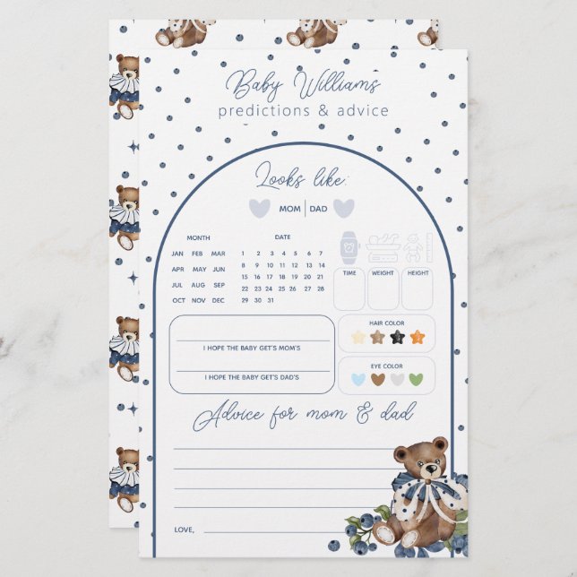 Förutsägelsespel för blåblåbär och blåblå Beat Poj (Fram/baksida)