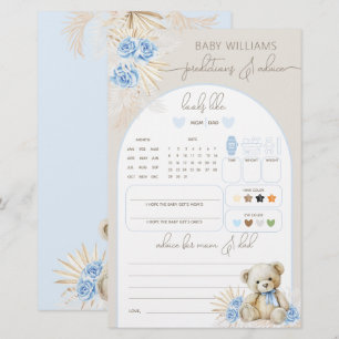 Förutsägelsespel för nalle Boho Blue Baby Shower