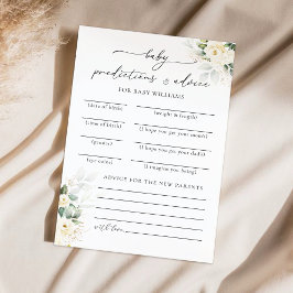 Förutsägningskort för babyskor i vit ros