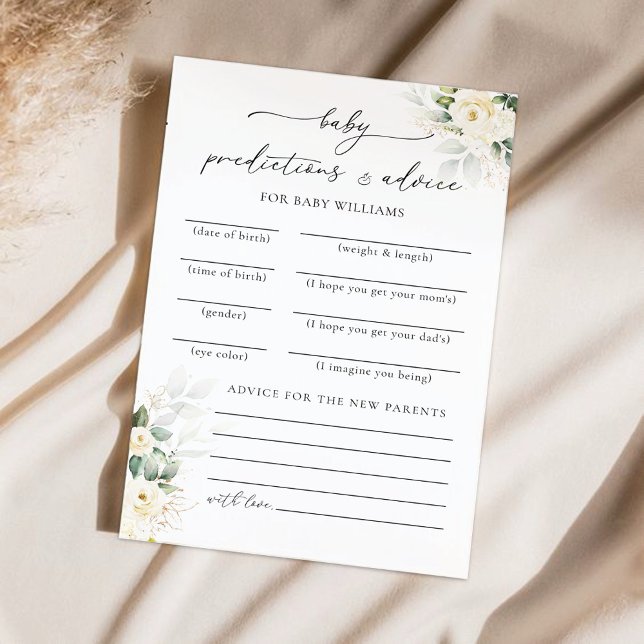 Förutsägningskort för babyskor i vit ros (Skapare uppladdad)