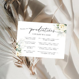 Förutsägningskort för babyskor i vit ros inbjudningar