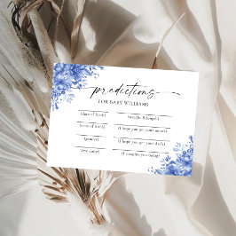 Förutsägningskort för Blue Porcelain Blommigt Baby Inbjudningar
