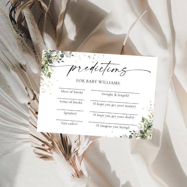 Förutsägningskort för Eucalyptus Blommigt Baby Sho Inbjudningar (Skapare uppladdad)