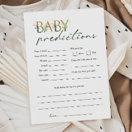 Förutsägningskort för Grey & Guld Baby Shower Baby Inbjudningar